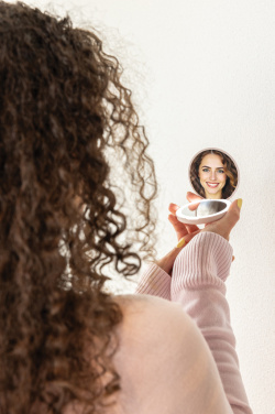 Logotrade promotional gift picture of: Lumora RCS recycled plastic LED re-chargeable make-up mirror