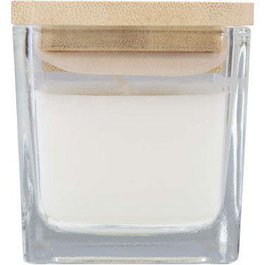 Logotrade promotional products photo of: Ambra square glass candle with bamboo lid