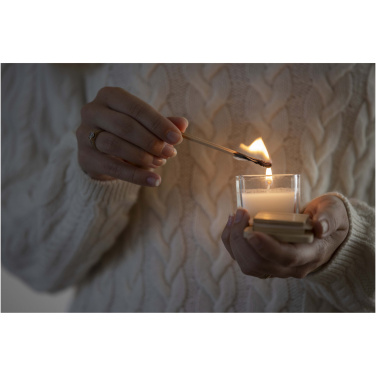 Logo trade corporate gifts image of: Ambra square glass candle with bamboo lid