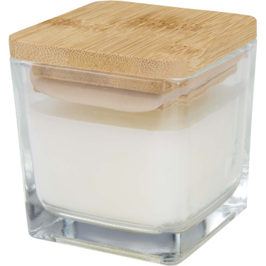 Logo trade promotional merchandise image of: Ambra square glass candle with bamboo lid
