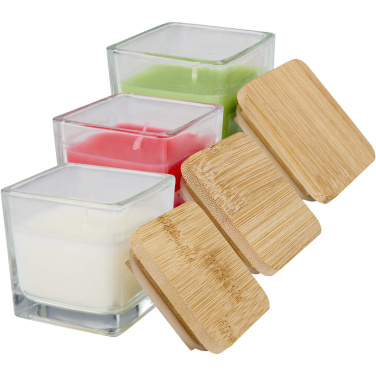 Logo trade promotional items picture of: Ambra square glass candle with bamboo lid
