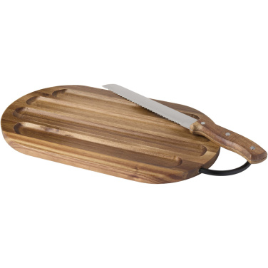 Logo trade corporate gift photo of: Prestige acacia wood chopping board with bread knife