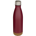 Cove 500 ml double wall vacuum insulated stainless steel water bottle with cork details, Red