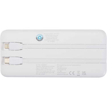 Logo trade corporate gifts picture of: Adhil 10.000 mAh 10W recycled plastic power bank with 2 built-in cables