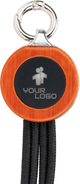 Logotrade business gift image of: 4-in-1 cable with elighted logo in a wooden casing