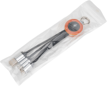 Logo trade promotional product photo of: 4-in-1 cable with elighted logo in a wooden casing