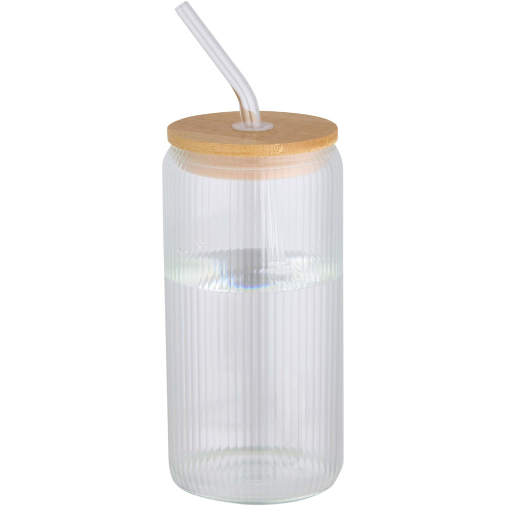 Logotrade promotional gift picture of: Mirage 500 ml single-walled borosilicate glass jar with bamboo lid