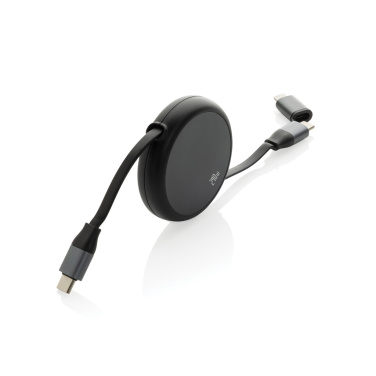 Logotrade promotional gift picture of: Terra RCS recycled aluminium retractable 240W 2-in-1 cable