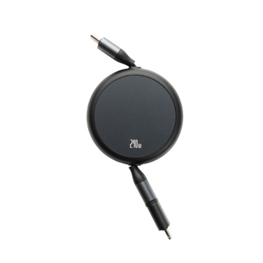Logotrade advertising products photo of: Terra RCS recycled aluminium retractable 240W 2-in-1 cable