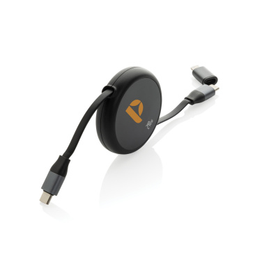 Logo trade promotional gift photo of: Terra RCS recycled aluminium retractable 240W 2-in-1 cable