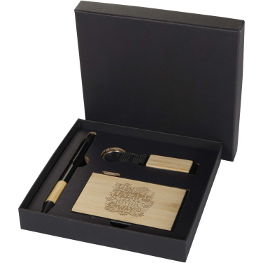 Logo trade corporate gifts picture of: Minka RCS recycled aluminium ballpoint pen, keychain and RFID card holder gift set