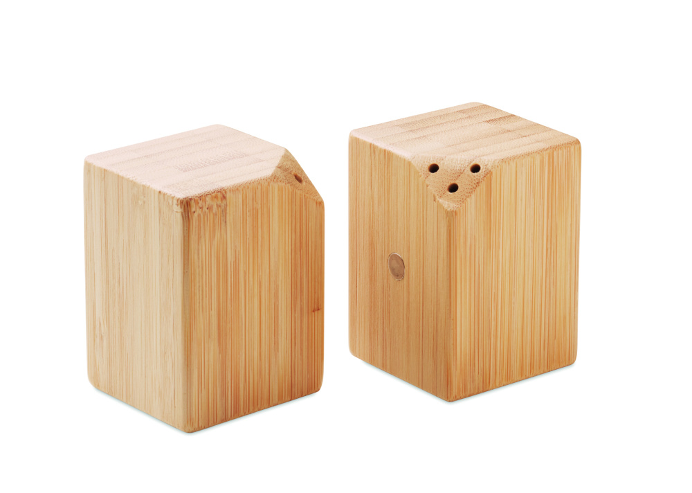 Logo trade promotional products picture of: Bamboo salt & pepper set