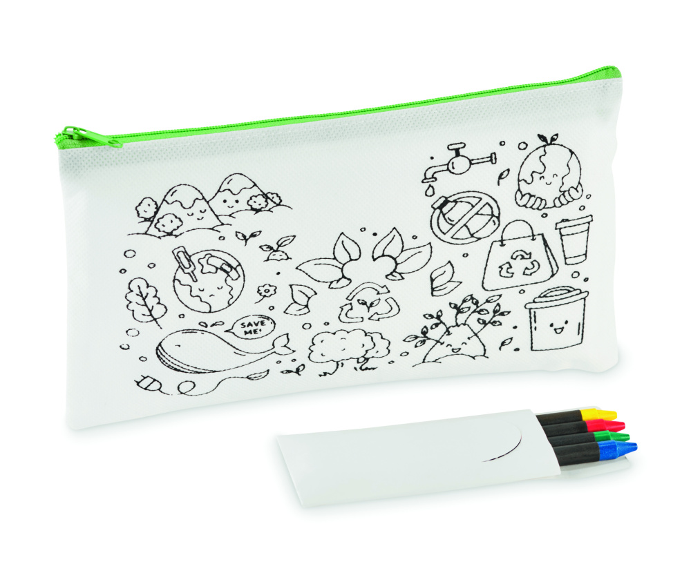 Logo trade promotional item photo of: Pencil case with 4 crayons