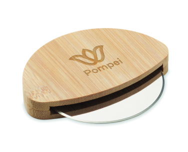 Logotrade promotional products photo of: Round bamboo pizza cutter