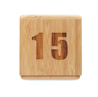 Logo trade business gifts image of: Bamboo twist snooze timer