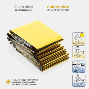 Logotrade promotional giveaways photo of: Solra emergency blanket in RCS recycled RPET pouch