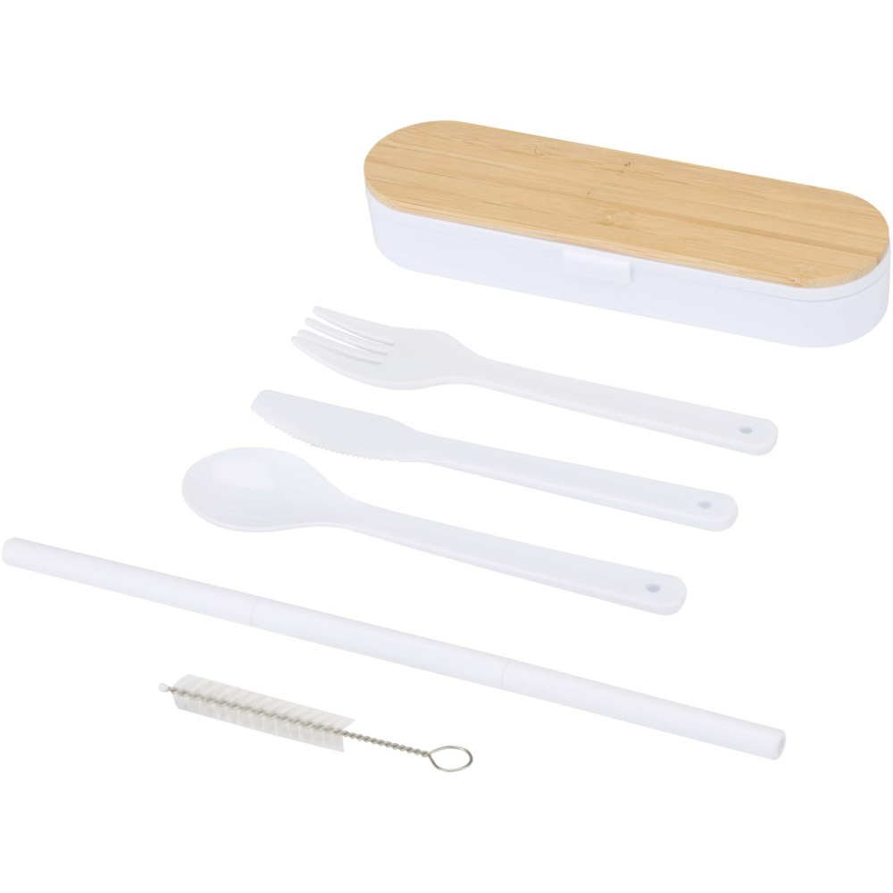Logo trade corporate gifts image of: Runa cutlery set with bamboo lid