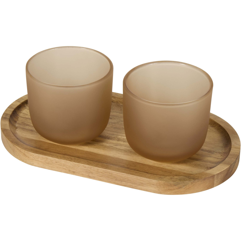 Logo trade advertising products picture of: Male wooden serving tray and glass cups set