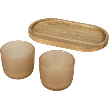 Logo trade promotional merchandise photo of: Male wooden serving tray and glass cups set