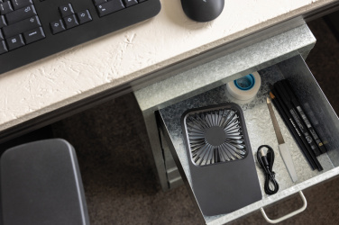 Logotrade promotional item picture of: Aervina RCS recycled plastic re-chargeable desk fan