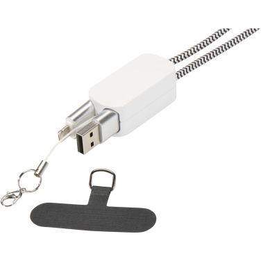 Logo trade promotional giveaways image of: Anser recycled plastic smartphone lanyard with 27W 5-in-1 built-in cable