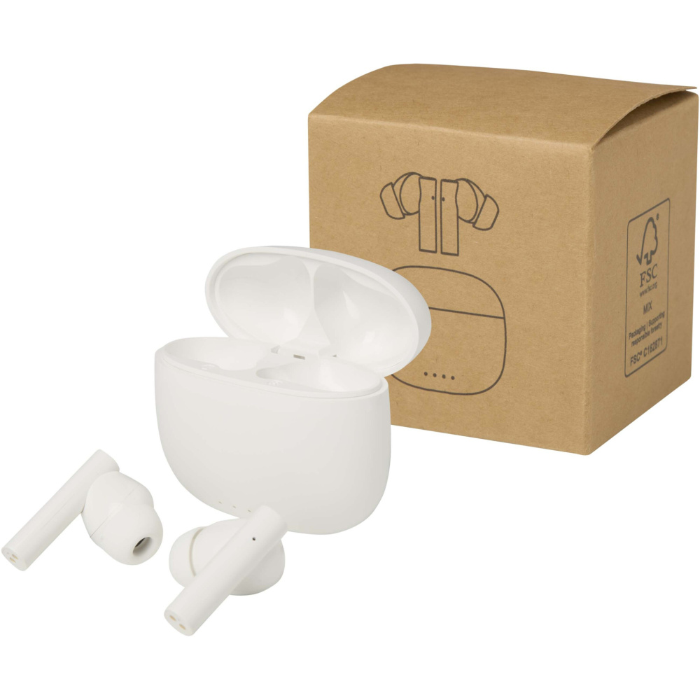 Logotrade promotional giveaway image of: Alterf recycled plastic True Wireless Bluetooth® headset with silicone eartips