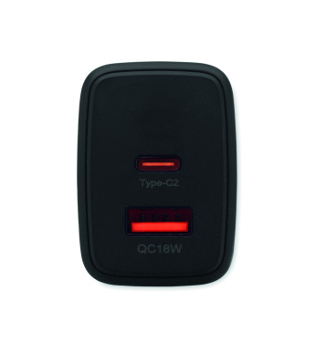 Logotrade promotional products photo of: EU 2-pole wall adapter/charger