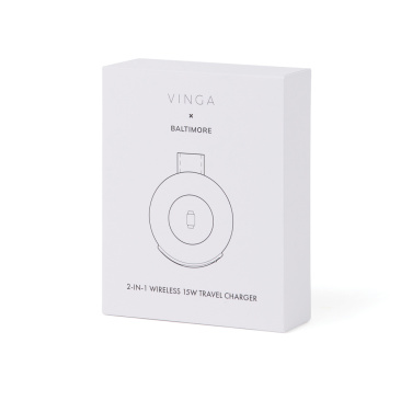 Logo trade promotional products picture of: VINGA Baltimore RCS 2-in-1 Wireless 15W Travel Charger