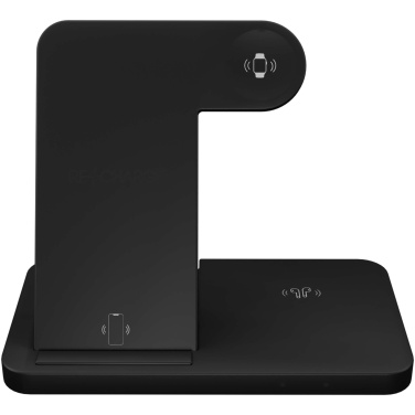 Logotrade promotional merchandise image of: SCX.design W28 3-in-1 wireless charging base with phone stand