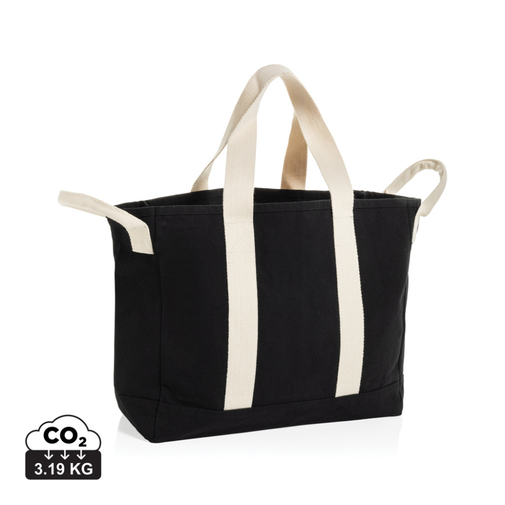 Logo trade corporate gift photo of: BEAU AWARE™ Beach bag 400gsm recycled canvas, with side hand