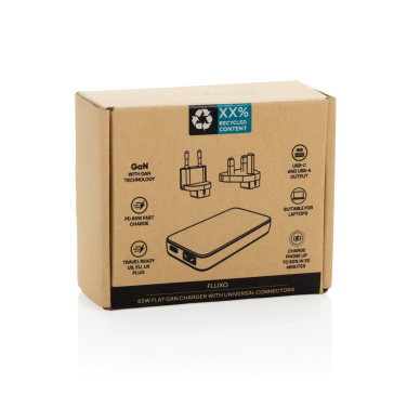 Logo trade promotional products image of: Fluxo RCS 65W flat GAN charger with universal connectors
