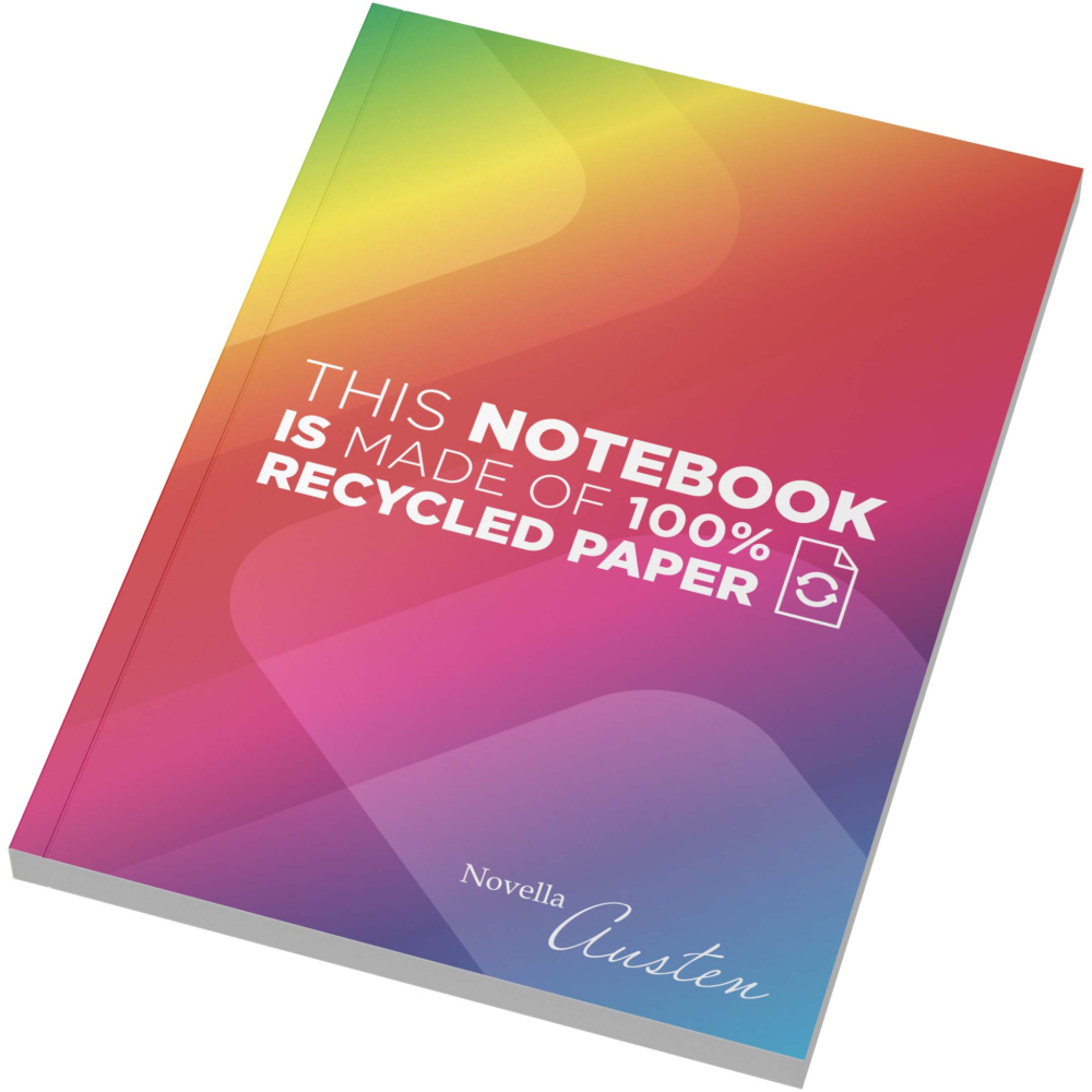 Logo trade business gifts image of: Novella Austen A5 recycled soft cover notebook - 100 lined sheets