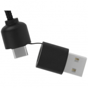 Logotrade ärikingituse foto: SCX.design C38 5-in-1 rPET-logoga laadimiskaabel ruudukujulise puitkorpusega