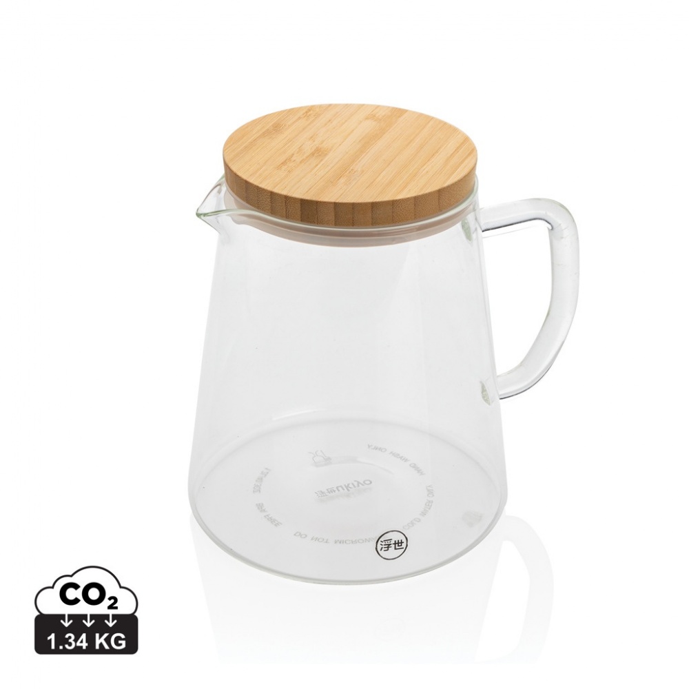 Logo trade reklaamkingituse pilt: Ukiyo borosilikaatklaasist karahvin bambusest kaanega 1,2L