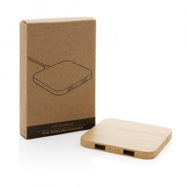 Logotrade reklaamtooted pilt: Bambusest 10 W juhtmevaba laadija USB-ga