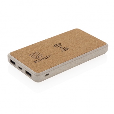 Logotrade ärikingid pilt: Korgi- ja nisukõrrega 8000 mAh 5W juhtmevaba akupank