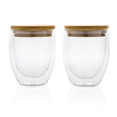 Logotrade ärikingituse foto: Kaheseinaline boorsilikaatklaas bambusest kaanega 250ml 2tk komplekt