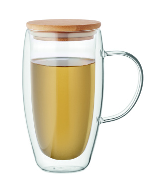 Logotrade reklaamkingitused pilt: Topeltseinaga klaasist kruus kaanega 450ml