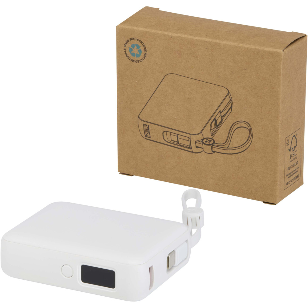 Logotrade ärikingid pilt: Acrux 10 000 mAh 35W tahvelarvuti akupank sisseehitatud Type-C kaabliga - valmistatud taaskasutatud plastist