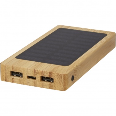 Logo trade liikelahjat tuotekuva: Alata aurinkokennoilla lataava 8000 mAh:n varavirtalähde bambusta