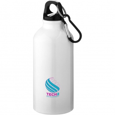 Logo trade mainostuote kuva: Oregon 400 ml:n RCS-sertifioitu kierrätetty alumiininen vesipullo karabiinikoukulla
