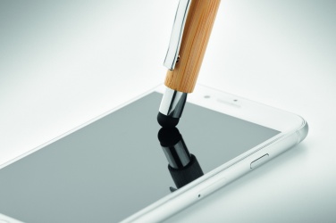 Logo trade liikelahja kuva: Bambuinen kuulakärkikynä sinisellä musteella