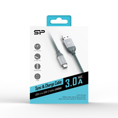 Logotrade mainoslahja ja liikelahja kuva: Nailoninen tiedonsiirtokaapeli LK30 Type - C Quick Charge 3.0