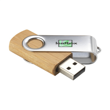 Logotrade mainoslahjat ja liikelahjat tuotekuva: USB Twist Bamboo varastosta 16 Gt