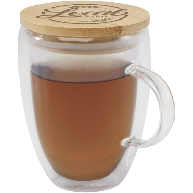 Logo trade mainostuotet tuotekuva: Leona 350 ml:n lasikuppi bambukannella