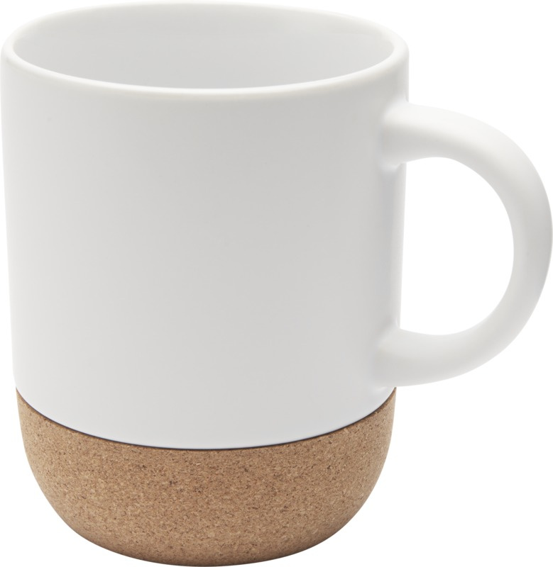 Logotrade mainoslahja tuotekuva: Billie 300 ml:n keraaminen sublimaatiomuki korkkiyksityiskohdilla