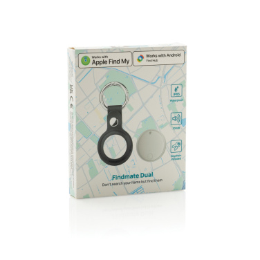 Logotrade mainoslahja tuotekuva: Findmate Dual RCS -esinepaikannin, kierrätysmuovia, IPX5