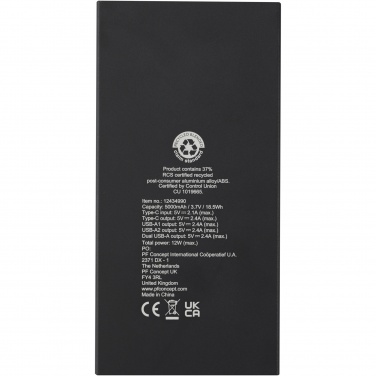 Logotrade reklaminės dovanos nuotrauka: Prijunkite 5000 mAh perdirbto aliuminio maitinimo bloką 
