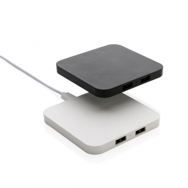 Logotrade reklaminės dovanos nuotrauka: RCS perdirbto plastiko 10 W belaidis įkroviklis su USB prievadais