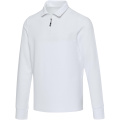 Zeus ilgomis rankovėmis unisex polo marškinėliai su pusiniu užtrauktuku, Balta